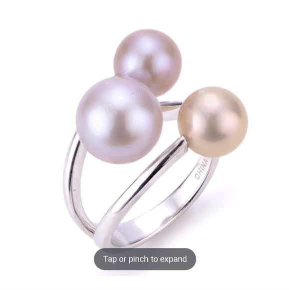 Sterling Silver 8-8.5 And 10-11 mm Freshwater Cultured Pearl ring new. Size 7 - Picture 3 of 6